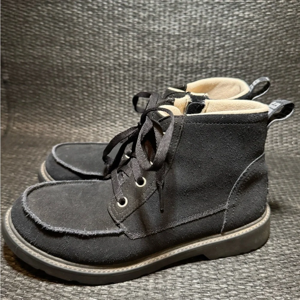 UGG Kids Black Suede Lace-Up Boots